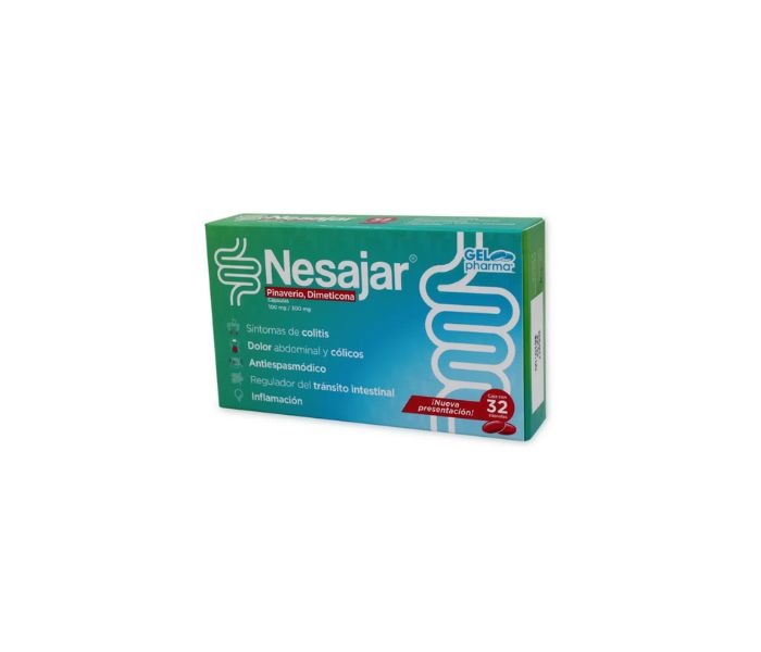 NESAJAR (PINAVERIUM/DIMETHICONE) 100MG 300MG 32 CAPSULES