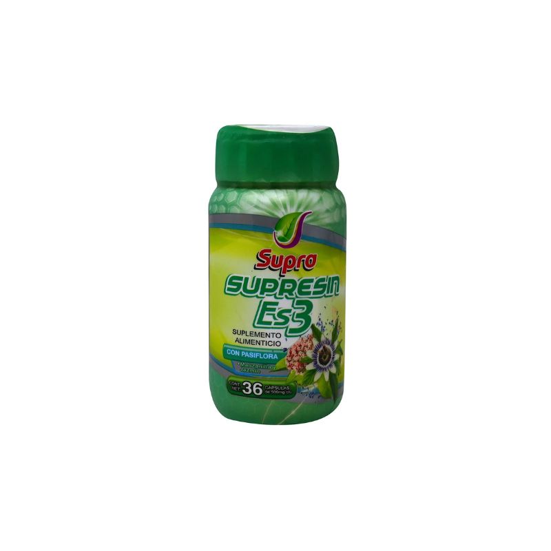 SUPRESIN ES3 (PASSIONFLOWER, CHAMOMILE, AND JASMINE) 500MG 36 CAPSULES