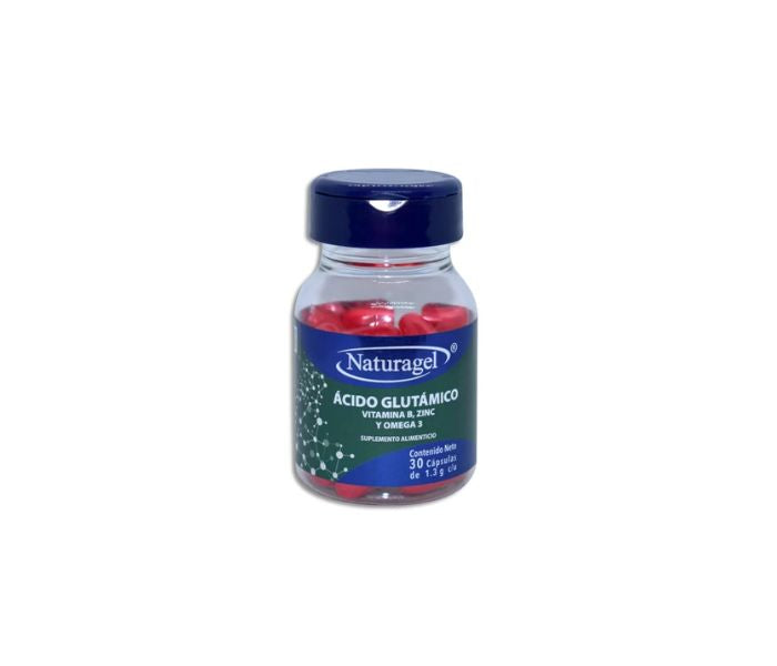 Glutamic Acid, Vitamin B, Zinc, Omega 3 (Naturagel) 1.3g with 30 Capsules
