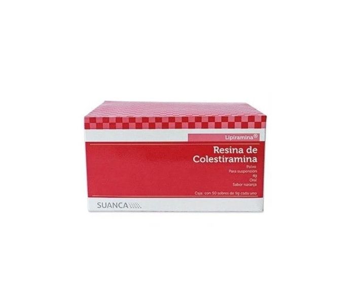 LIPIRAMINA (CHOLESTYRAMINE) BOX WITH 50 SACHETS OF 9 G. ORANGE FLAVOR POWDER