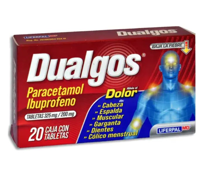 DUALGOS (PARACETAMOL, IBUPROFEN) 325/200 MG 20 TABLETS