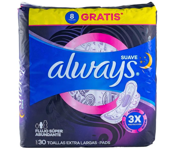 Toallas Femeninas Always Nocturnas Extra Largas 30 Piezas