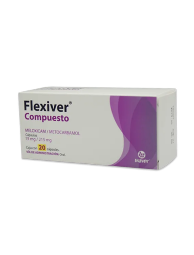 FLEXIVER COMPUESTO (MELOXICAM/METHOCARBAMOL) 15MG/215MG 20 CAPSULES