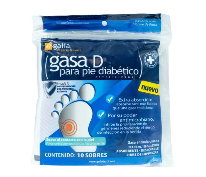 GASA P/PIE DIABÉTICO 10X10CM (GALIA) 10 SOBRES