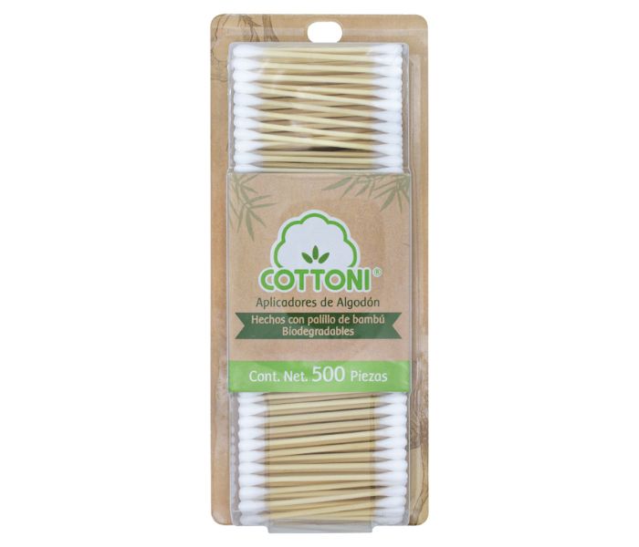APLICADORES DE ALGODÓN COTTONI PALILLO DE BAMBÚ 500 PIEZAS