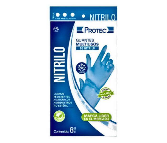 GUANTES (PROTEC) MULTIUSOS DE NITRILO 8 PZAS T: MEDIANA