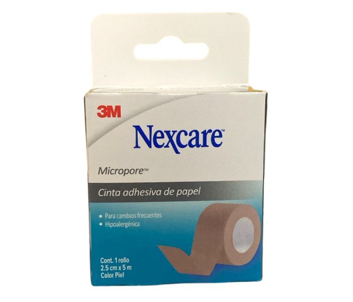 CINTA ADHESIVA DE PAPEL (NEXCARE) COLOR PIEL 1 ROLLO 2.5CMX5M