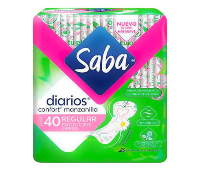 PROTECTORES DIARIOS SABA CONFORT MANZANILLA 40 PIEZAS