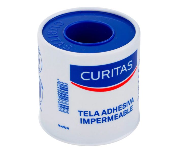 TELA ADHESIVA IMPERMEABLE (CURITAS) COLOR BLANCO 5CMX4.5M