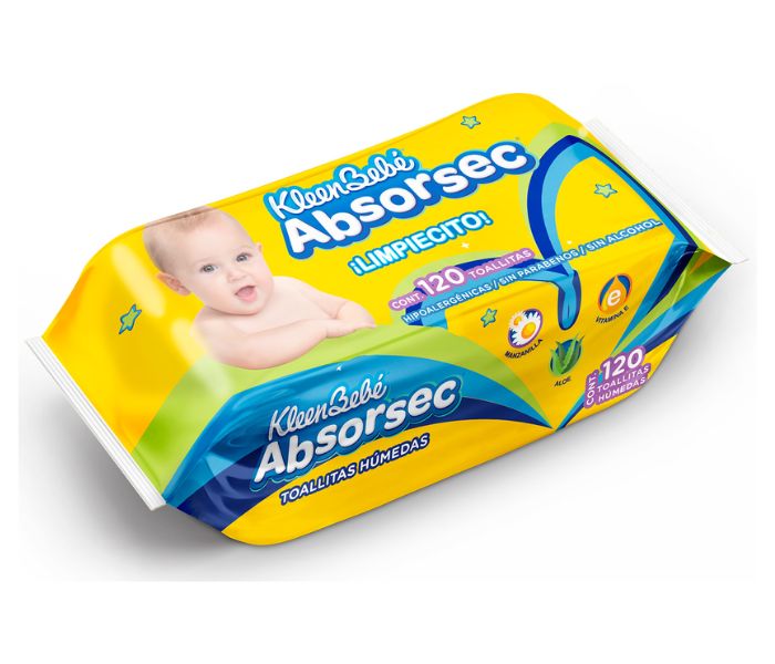 TOALLITAS HUMEDAS KLEENBEBE ABSORSEC 120 PIEZAS