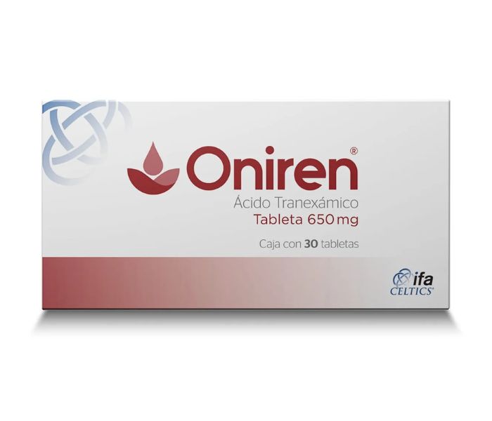 Oniren Ifa Celtics Ácido Tranexámico 650 mg Caja Con 30 Tabletas