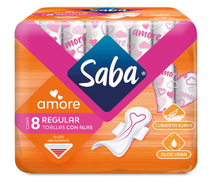 TOALLA FEMENINA AMORE REGULAR SABA CON ALAS 8 PIEZAS