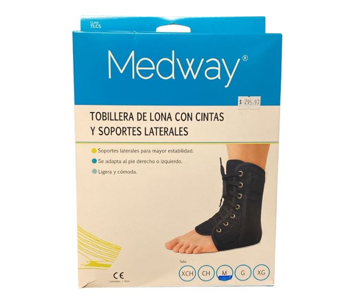 TOBILLERA (MEDWAY) DE LONA CON CINTAS Y SOPORTES LATERALES T: MEDIANA 1 PZA