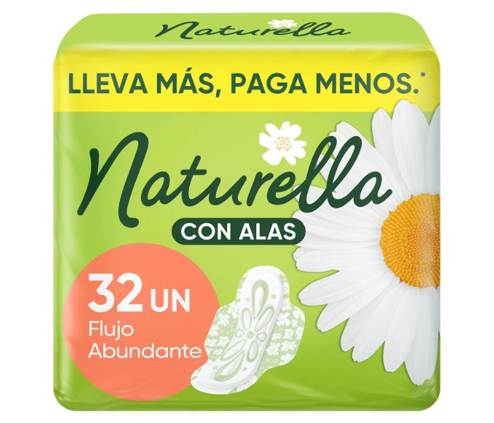 TOALLAS FEMENINAS NATURELLA REGULAR CON ALAS 32 PIEZAS
