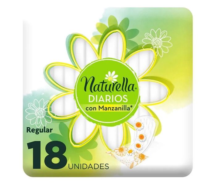 PROTECTORES DIARIOS NATURELLA REGULAR CON MANZANILLA 18 PIEZAS