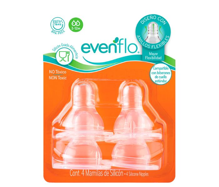 MAMILAS DE SILICÓN EVENFLO 4 PIEZAS
