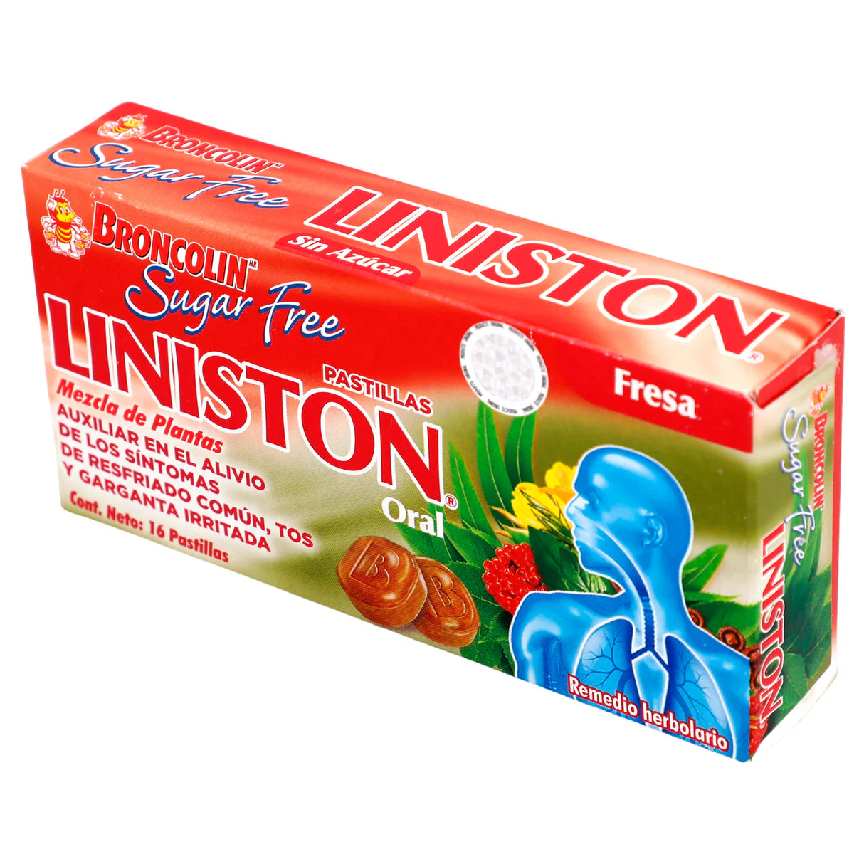BRONCOLIN LINISTON ORAL STRAWBERRY 16 LOZENGES