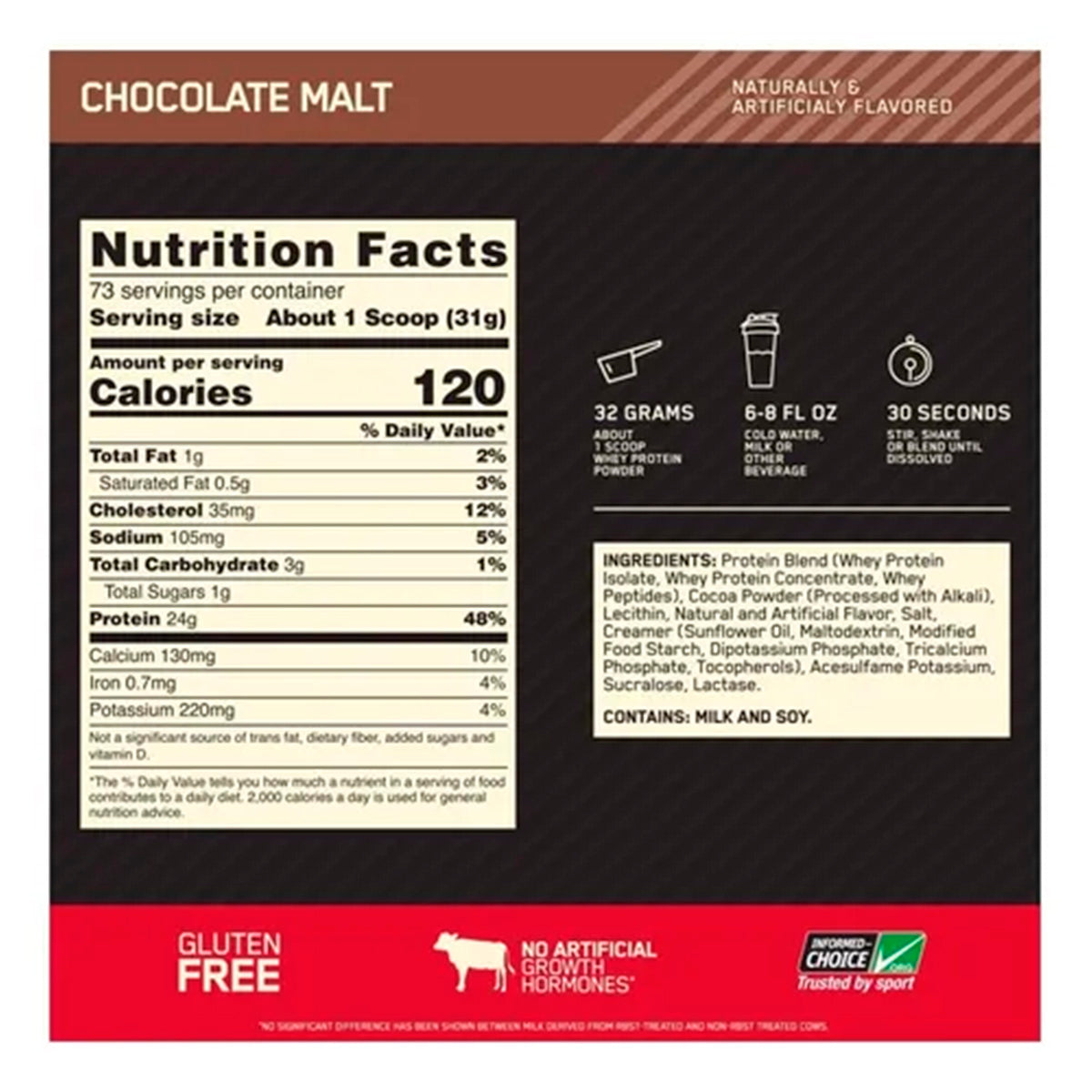 ON 100% WHEY PROTEIN GOLD STANDARD 5 LBS MALT CHOCOLATE