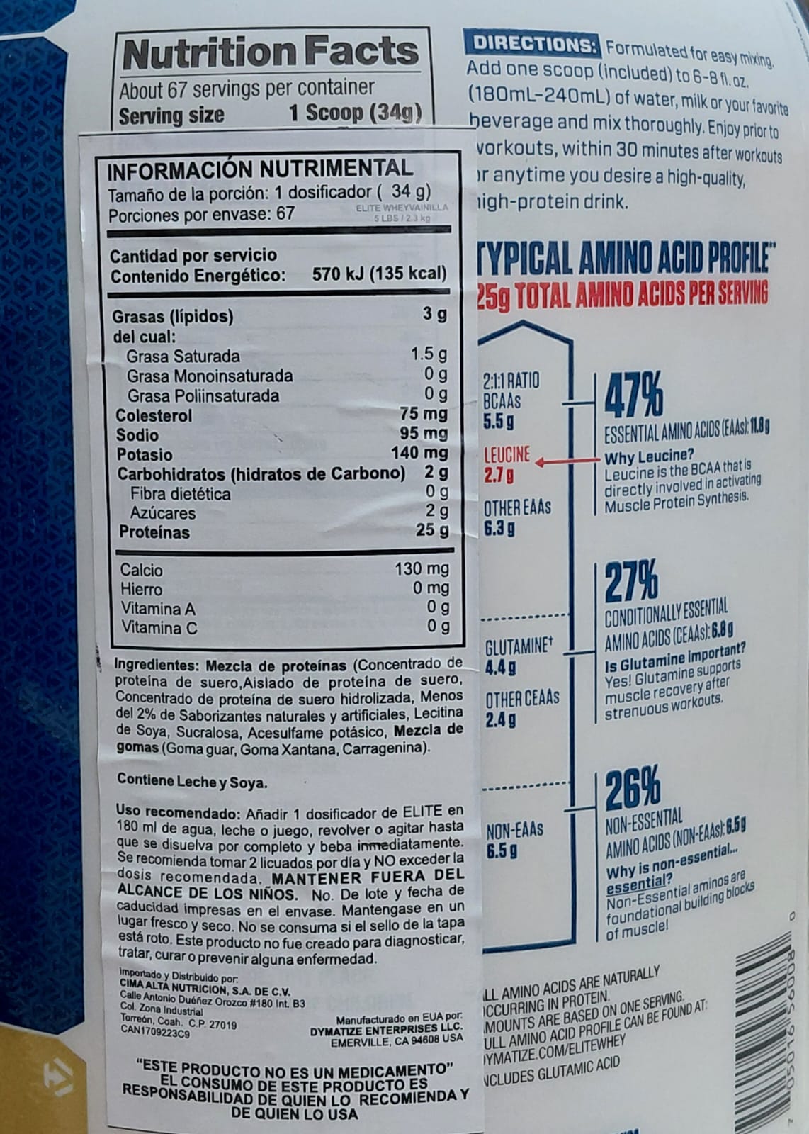 DYM ELITE WHEY PROTEIN 5LBS 2.3KG VANILLA