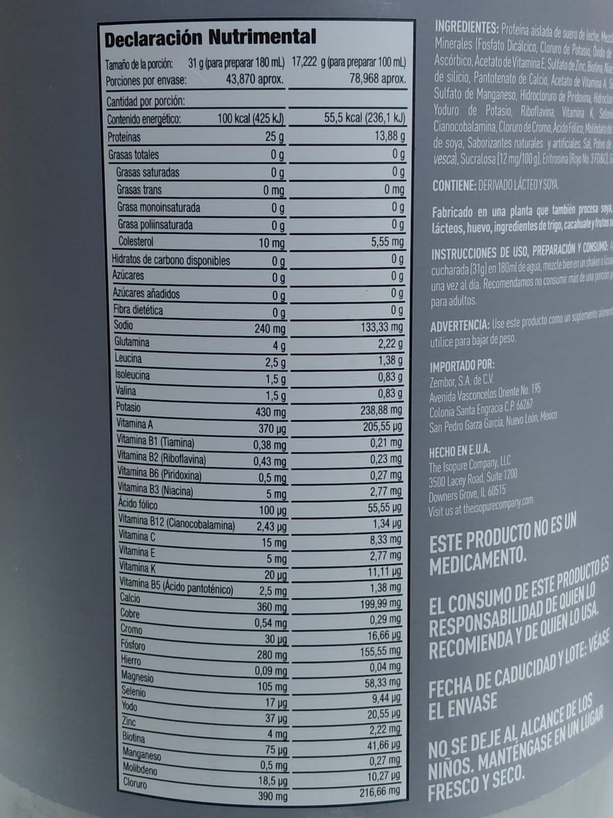 ISOPURE ZERO CARB 3LB 1.36KG STRAWBERRIES