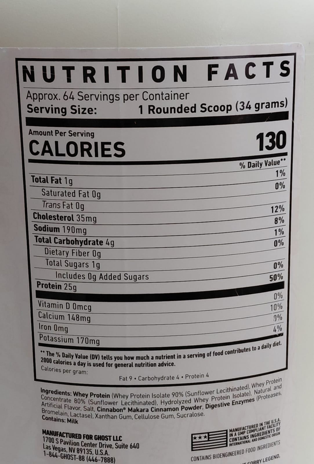 GHOST WHEY PROTEIN 5LB CINNABON 2176G