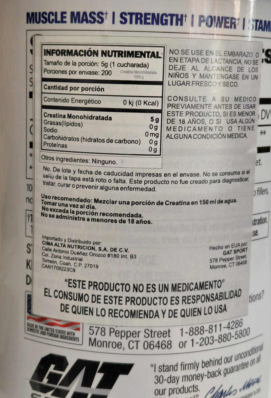 GA CREATINE MONOHYDRATE 1000GR