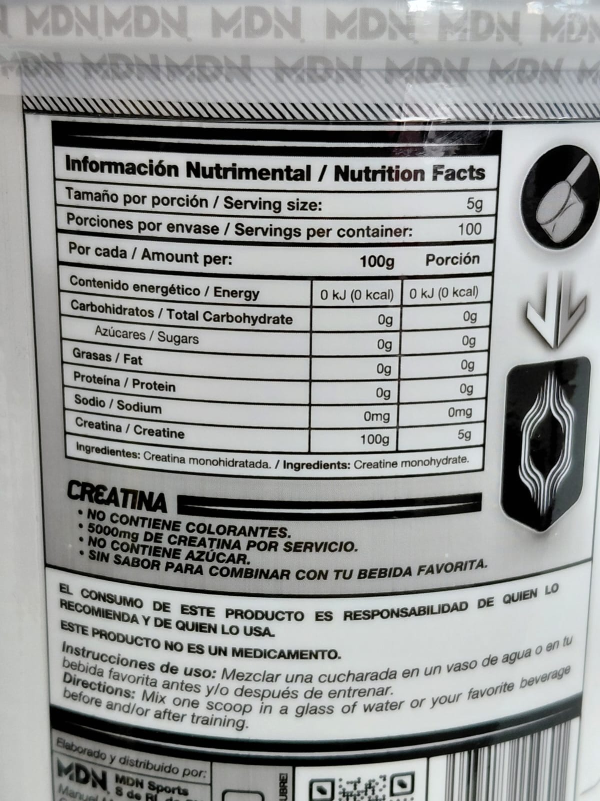 MDN CREATINE UNFLAVORED 500G
