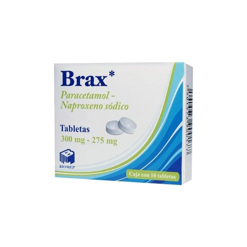 BRAX (PARACETAMOL/NAPROXEN) 300MG/275MG 10 TABLETS