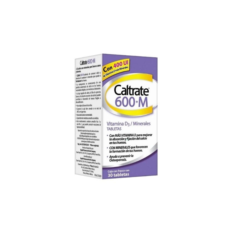 CALTRATE 600+M 30 TABLETAS
