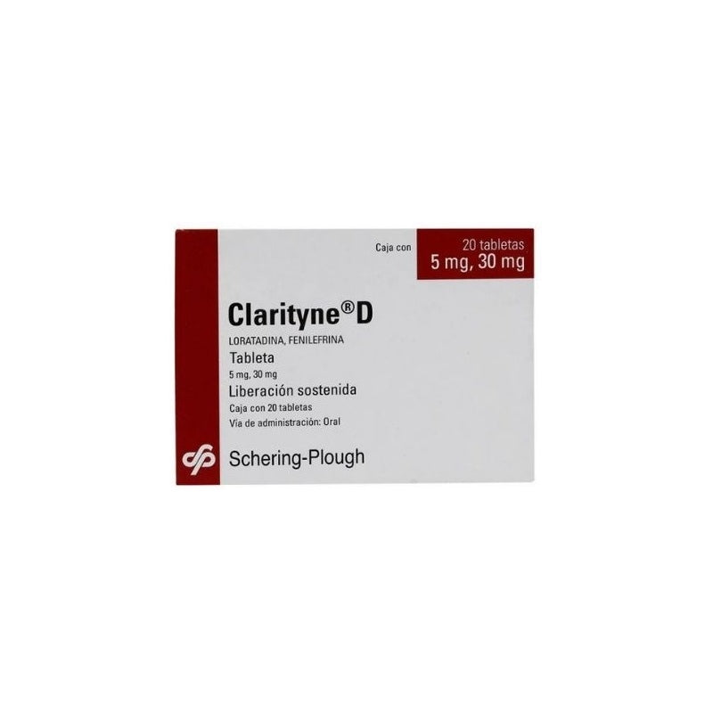 CLARITYNE D (LORATADINE/PHENYLEPHRINE) 5MG/30MG 20 TABLETS