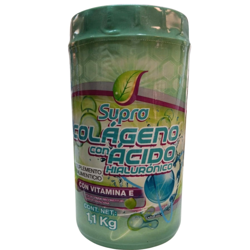 COLÁGENO c/AC. HIALURÓNICO (Supra) Polvo Sab. Manzana Bote c/1.1 KG