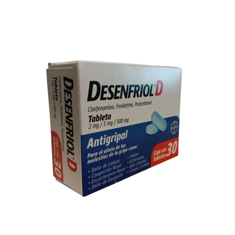DESENFRIOL D (CHLORPHENAMINE, PHENYLEPHRINE, PARACETAMOL) 2MG/5MG/500MG 30TABS