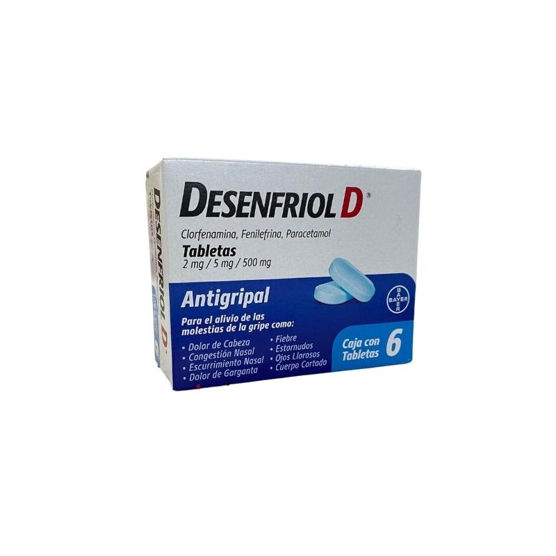 DESENFRIOL D (CHLORPHENAMINE, PHENYLEPHRINE, PARACETAMOL) 2MG/5MG/500MG