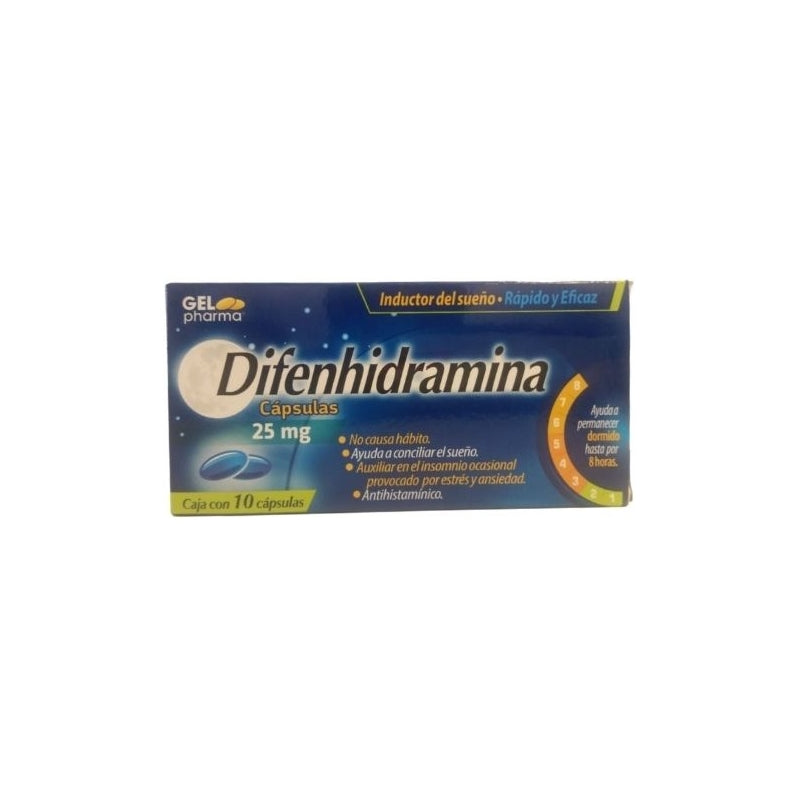 DIPHENHYDRAMINE 25MG 10 CAPSULES