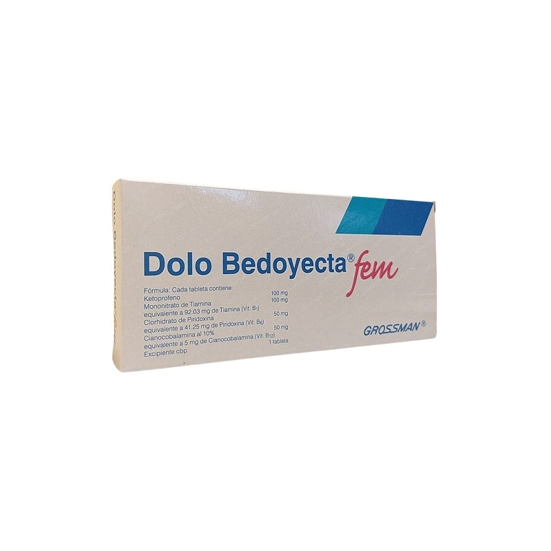 DOLO BEDOYECTA FEM (KETOPROFEN, VITAMINS B1, B6, B12) 100MG/100MG/50MG/50MG 10 TABLETS