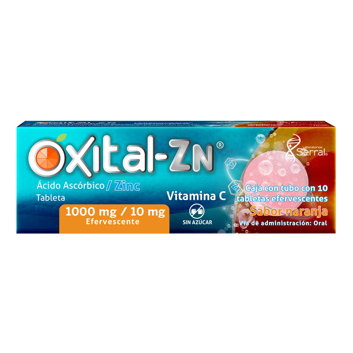 OXITAL-ZN 10 TAB EFERVECENTES SABOR NARANJA 1000/10 MG