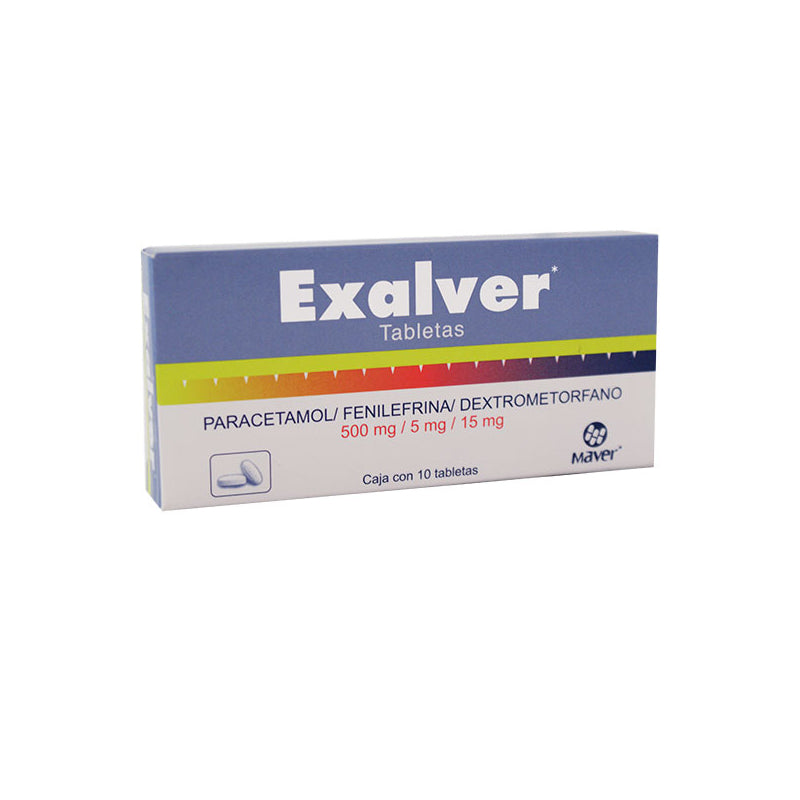 EXALVER (PARACETAMOL/PHENYLEPHRINE/DEXTROMETHORPHAN) 10 TABS