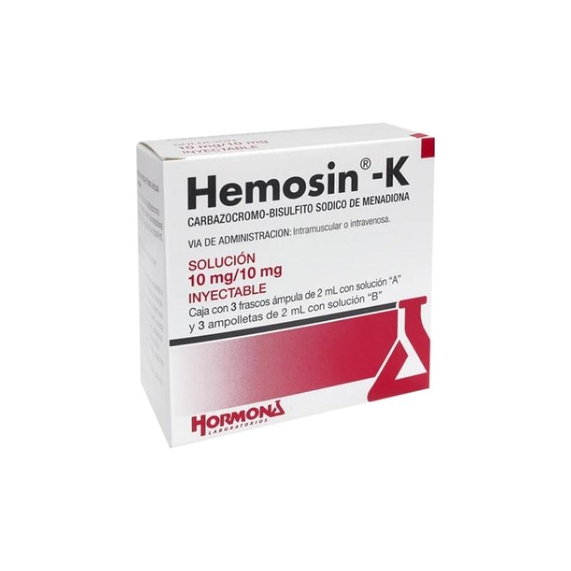 HEMOSIN K (CARBAZOCHROME-MENADIONE SODIUM BISULFITE) 10MG INJECTABLE SOLUTION