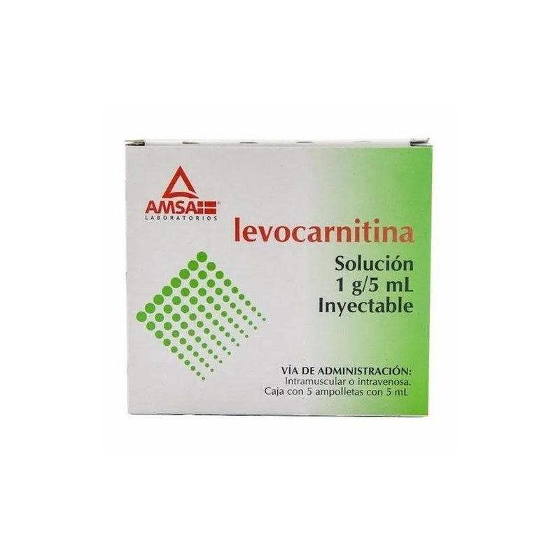LEVOCARNITINA SOLUCION INYECTABLE 1G/5ML  CON 5 AMPOLLETAS