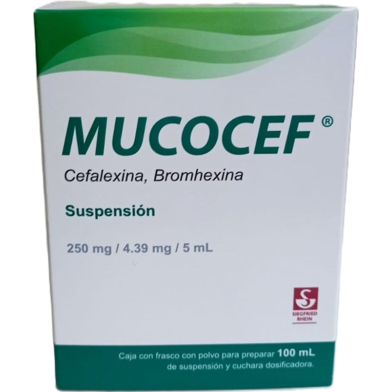 MUCOCEF (CEPHALEXIN, BROMHEXINE) 250MG/4.39MG 100ML SUSPENSION