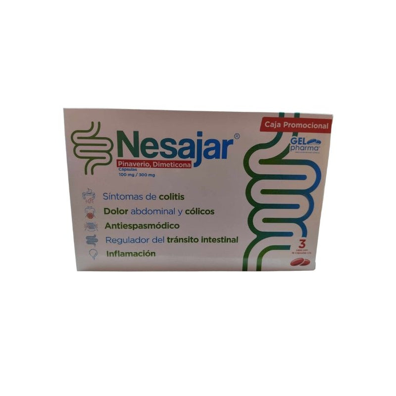 NESAJAR (PINAVERIO, DIMETICONA) 100MG/300MG  3 CAJAS CON 16 CAPSULAS C/U
