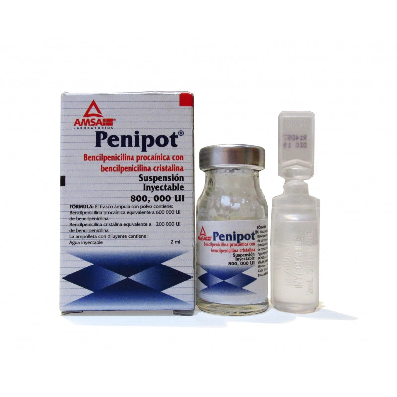 PENIPOT (PROCAINE BENZYLPENICILLIN/CRYSTALLINE BENZYLPENICILLIN) INJ SOL 800,000 I.U.