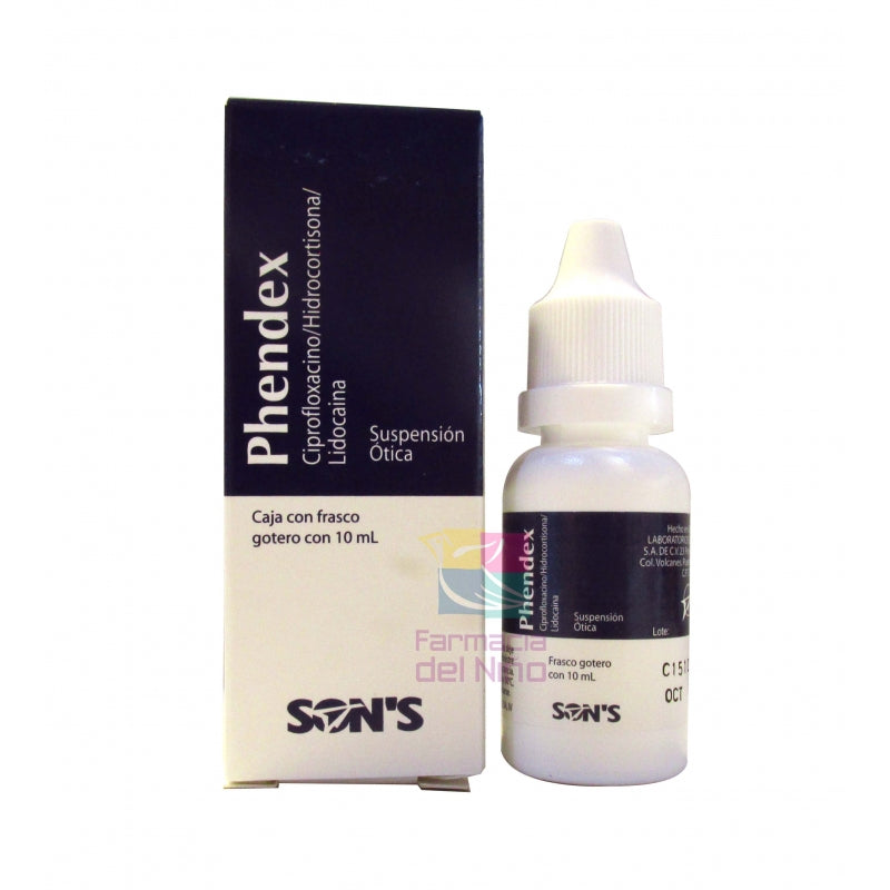 PHENDEX (CIPROFLOXACIN / HYDROCORTISONE / LIDOCAINE) OTIC SUSPENSION 10 ML
