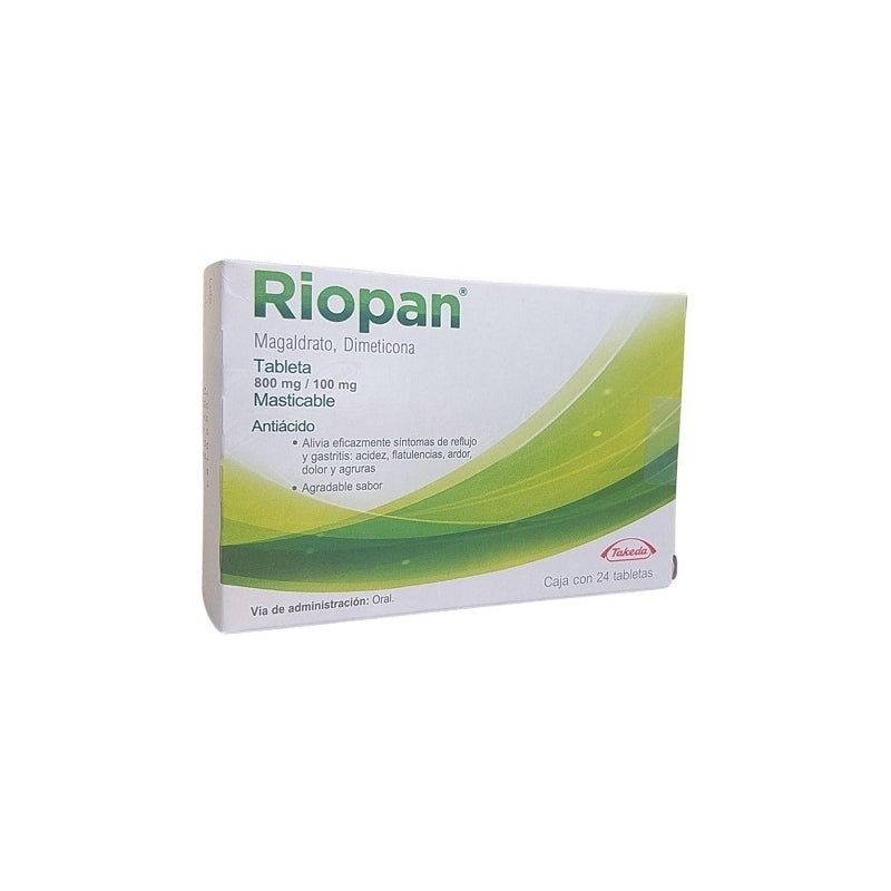 RIOPAN (MAGALDRATE, DIMETHICONE) 800MG/100MG 24 TABLETS