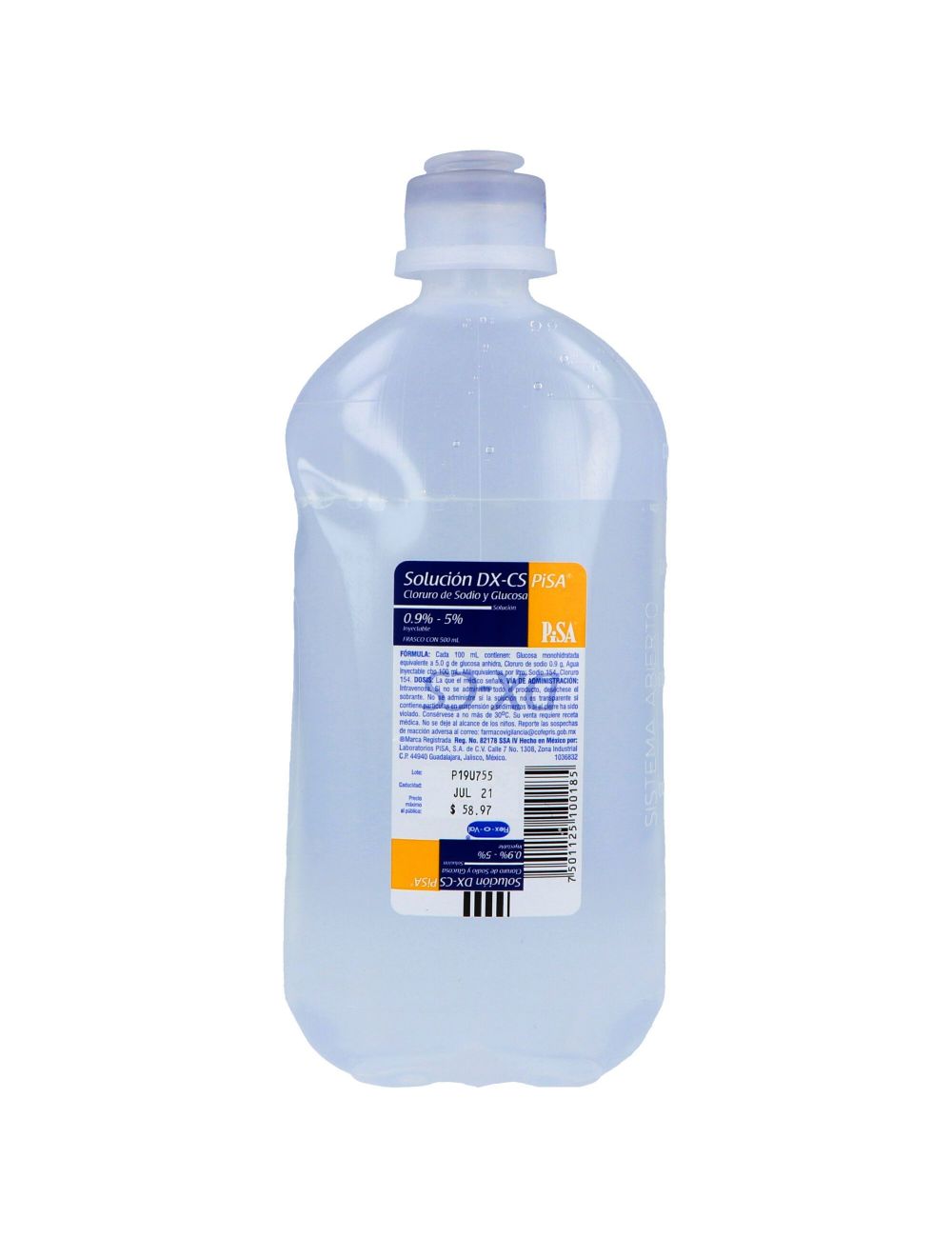 SOLUCION DX-CS 0.9% INYECTABLE PISA PLASTICO 500ML