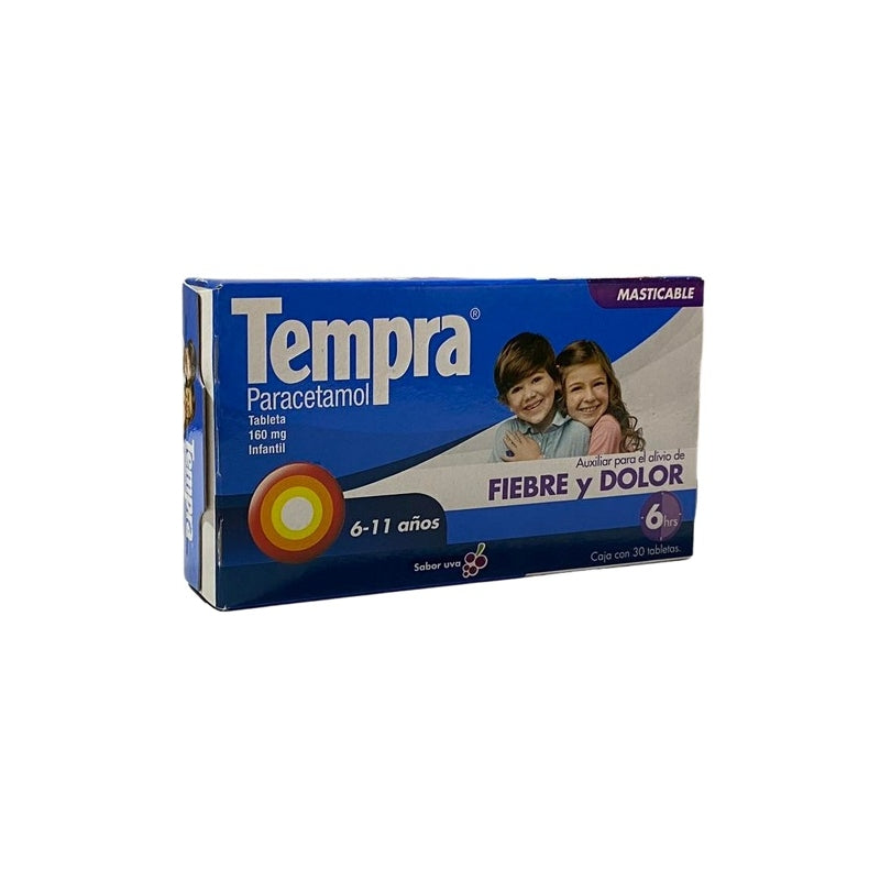 TEMPRA (PARACETAMOL) CHEWABLE GRAPE 30TABS 160MG